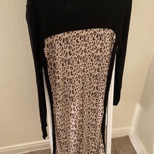 Ashley Stewart Leopard Print Sweater Long Sleeve Dress